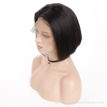 Short Lace Front Human Hair Wigs Bob Wig Full and Thick For Black Women Natural Color Brazilian Remy Hair Free Shipping